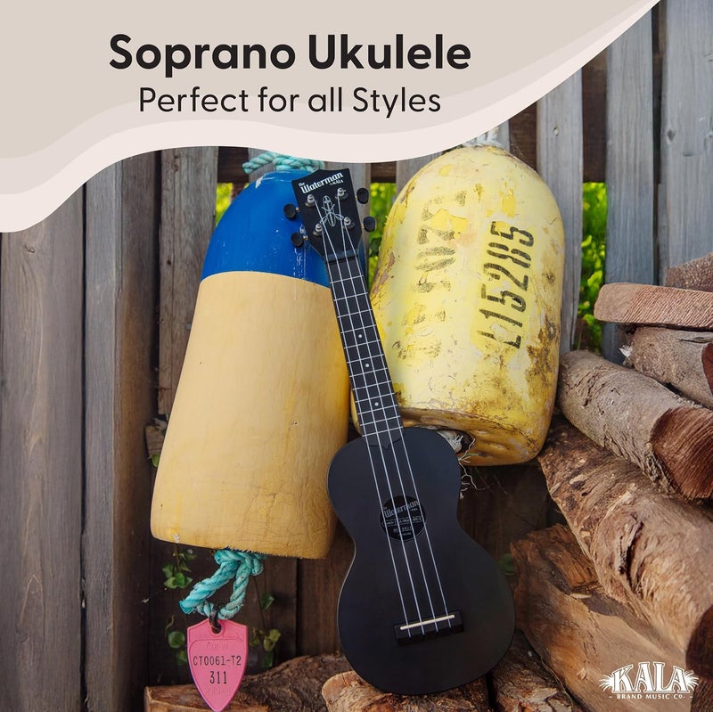 Kala Recycled Soprano Waterman Ukulele Durable, Travel-Ready Instrument - Black Sand - Image 1